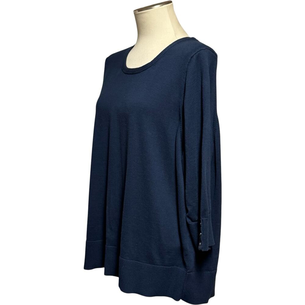 Lands End Supima Cotton 3/4 Sleeve Knit Top Blue 3X - Picture 2 of 5